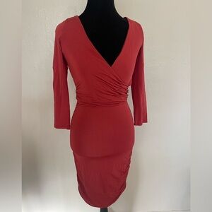 bebe Deep Red Long Sleeve Dress